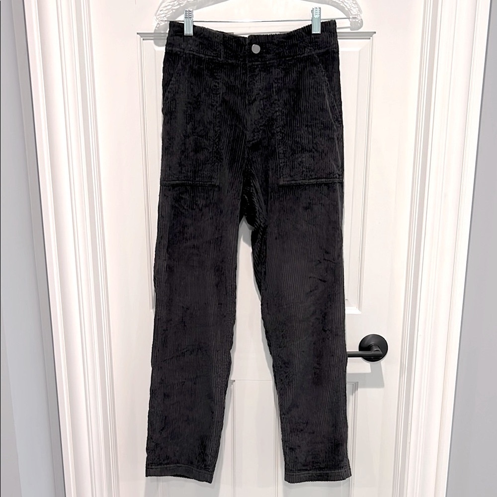 Pact Classic Corduroy Peg Pants Medium Charcoal Black Organic Cotton High Rise